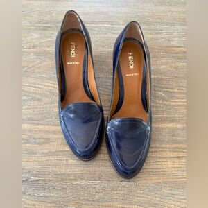 Fendi Women's 38 1/2 Navy Blue Patent Leather Heels